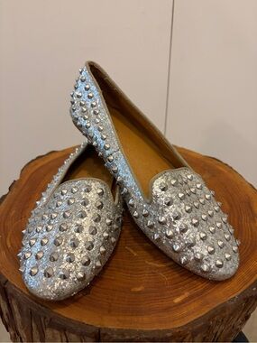 Aldo Silver Studded Slip-On Flats